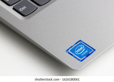 Portland, Oregon, USA - Jan 23, 2020: The Intel Inside Label On A Lenovo Laptop Computer.