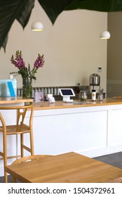 Portland, Oregon/United States – 04/25/2019: The Front Counter And Interior Of Tea Bar, A Hip Tea Cafe In The Pearl District Of Downtown Portland.