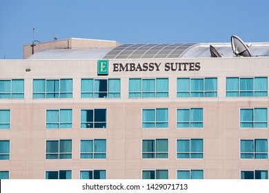 Portland, Oregon/USA-June 8, 2019: Embassy Suites By Hilton Hotel Near PDX Airport