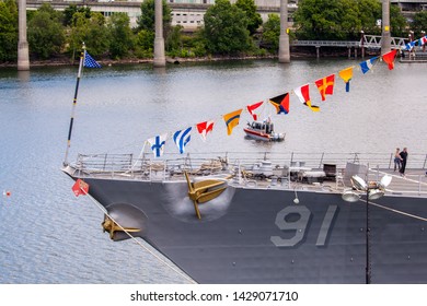 Portland, Oregon/USA-June 8, 2019:  US Navy Ships During Portland Rose Festival