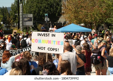 Portland, OR / United States - August 28, 2020: Black Lives Matter protesters holding signs for the March on Portland. - Shutterstock ID 1804739992