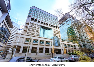 Portland, United States - Dec 19, 2017 : Multnomah County Justice Center In Downtown Portland