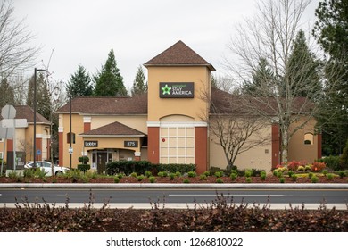 Portland, OR / USA  - December 24 2018: Extended Stay America Hotel Chain.