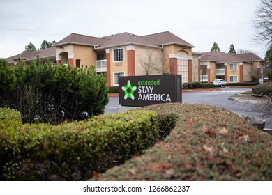 Portland, OR / USA - December 24 2018: Extended Stay America Hotel Chain