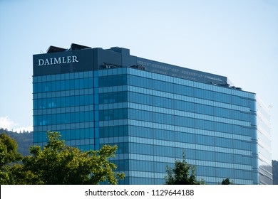 Portland, OR / USA - July 7 2018: Daimler Trucks North America (DTNA) Building.