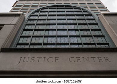 Portland, OR / USA - March 29 2020: Multnomah County Justice Center In Downtown.