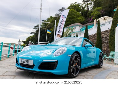 Portmeirion, UK - 05.15.22:  Blue Porsche Car On Porsche Club Great Britain