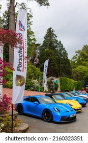 Portmeirion, UK - 05.15.22: Yellow, Blue Porsche Cars On Porsche Club Great Britain