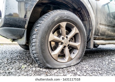PORTNOO, COUNTY DONEGAL - JANUARY 24 2020 - Flat tyre due to screw. - Shutterstock ID 1631117518