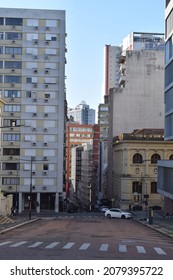 Porto Alegre  Rio Grande Do Sul  Brasil - June 14, 2020: Street View And Buildings In The City Of Porto Alegre, Southern Brazil