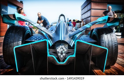 PORTO CERVO, ITALY - AUGUST 13 2019 : Sports Car  Jaguar  All-electric FIA Formula E