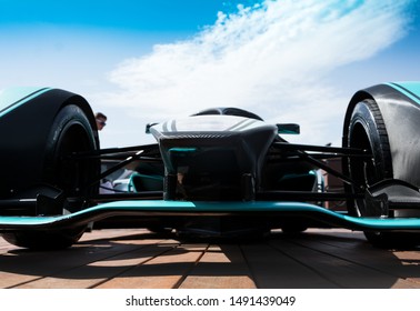 PORTO CERVO, ITALY - AUGUST 13 2019 : Sports Car  Jaguar  All-electric FIA Formula E