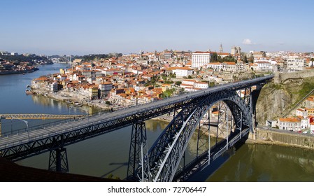 Porto old town and bridge dom luis I cityscape, Portugal