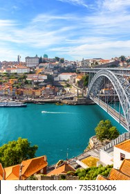 Porto oldtown wine port skyline with douro river on summer,Portugal