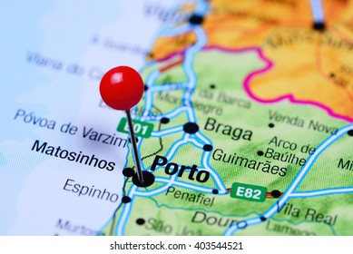 Porto Pinned On A Map Of Portugal
