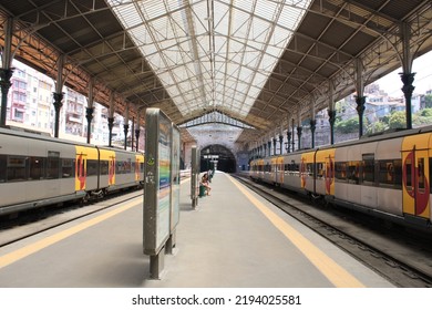 Porto, Portugal - 07 2022: Train Lines From Sao Bento Station