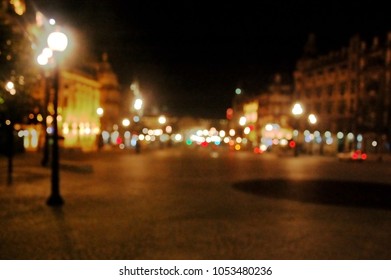 Porto, Portugal - the city center square at night, blurred - Shutterstock ID 1053480236
