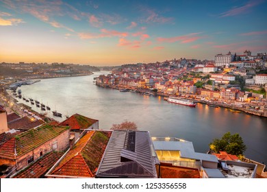 Porto, Portugal. Cityscape image of Porto, Portugal with the Douro River during sunset.