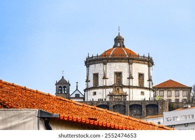 Porto, Portugal - July 17, 2024: Ancient architectural dome of the Serra do Pilar Monastery. - Powered by Shutterstock