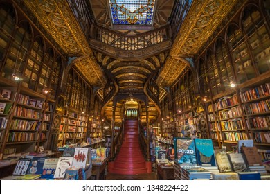 Porto, Portugal - June, 11 , 2015 - Interior view of Lello Bookstore (Livraria Lello) on of the most beautiful bookstores in the world.
