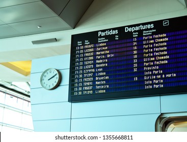 Porto, Portugal - May 1, 2018: Terminal Of The Porto International Airport Francisco Sá Carneiro, Portugal