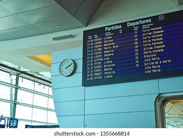 Porto, Portugal - May 1, 2018: Terminal Of The Porto International Airport Francisco Sá Carneiro, Portugal