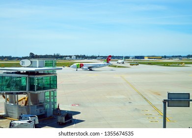 Porto, Portugal - May 1, 2018: Landing Tracks At The Francisco Sá Carneiro International Airport In Porto, Portugal