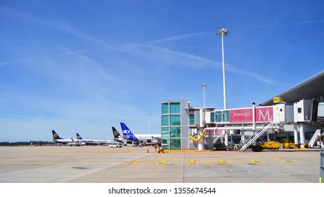 Porto, Portugal - May 1, 2018: Landing Tracks At The Francisco Sá Carneiro International Airport In Porto, Portugal