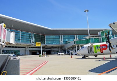 Porto, Portugal - May 1, 2018: Propeller Plane For Passengers At The Francisco Sá Carneiro International Airport In Porto, Portugal