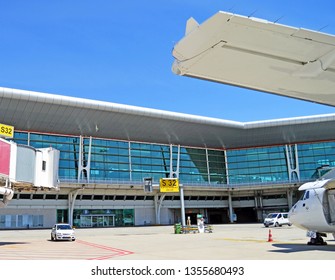 Porto, Portugal - May 1, 2018: Propeller Plane For Passengers At The Francisco Sá Carneiro International Airport In Porto, Portugal