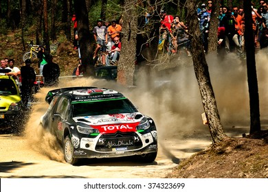 PORTO, PORTUGAL - MAY 23: Norwegian Driver Mads Ostberg And His Codriver Jonas Andersson In A Citroen DS3 WRC Race In The 49th Vodafone Rally De Portugal, On May 23, 2015 In Porto, Portugal.