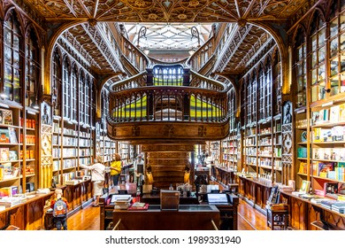 Porto, Portugal - May 6, 2021: Interior of amazing Lello Bookstore