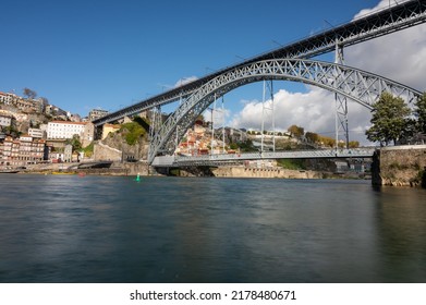 Porto Portugal - November 1 2021: Porto: The Dom Luís I Bridge Or Luís I Bridge, Is A Double-deck Metal Arch Bridge That Spans The River Douro Between The Cities Of Porto And Vila Nova De Gaia.