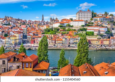 Porto, Portugal old town skyline from across the Douro River. - Shutterstock ID 1155404560