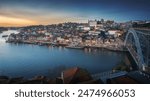 Porto Skyline with Douro River and Dom Luis I Bridge at sunset - Porto, Portugal