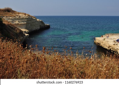 PORTO TORRES, ITALY - CIRCA AUGUST 2018: Robert Baden Powell Park Cliffs And Beach