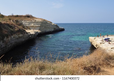 PORTO TORRES, ITALY - CIRCA AUGUST 2018: Robert Baden Powell Park Cliffs And Beach