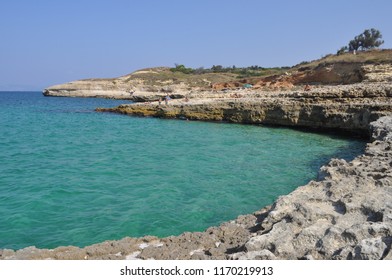 PORTO TORRES, ITALY - CIRCA AUGUST 2018: Robert Baden Powell Park Cliffs And Beach