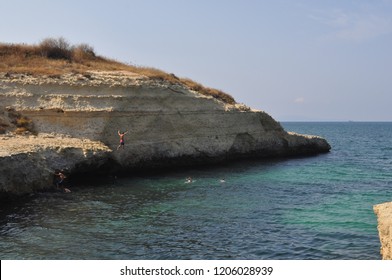 PORTO TORRES, ITALY - CIRCA AUGUST 2018: Robert Baden Powell Park Cliffs And Beach