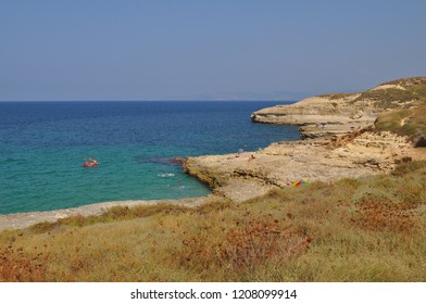 PORTO TORRES, ITALY - CIRCA AUGUST 2018: Robert Baden Powell Park Cliffs And Beach