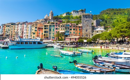 Portovenere Harbor At Boat, Cinque Terre National Park, Liguria, Italy