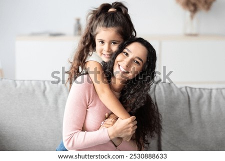 Similar – Image, Stock Photo lovely cute little girl playing outdoors at sunset, walking and having fun, happy childhood. summer sunny holiday