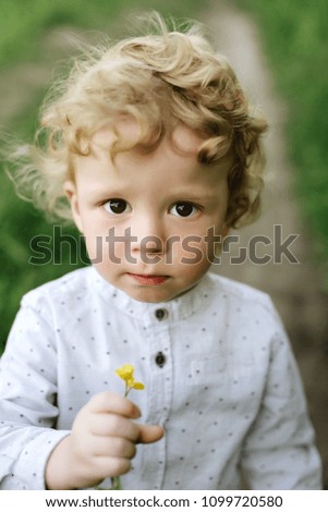 Image, Stock Photo Beautiful boy four year old with long blond hair