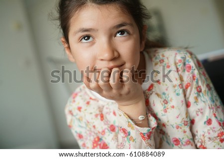 Similar – Adorable little girl combed with pigtails