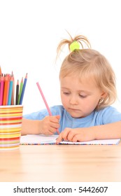 Portrait 4 Years Old Girl Drawing Stock Photo 5442607 | Shutterstock