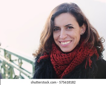 Portrait Of 40 Years Old Woman Outdoors