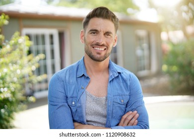 Cheerful Middle Aged Businessman Posing Crossed Stock Photo (Edit Now ...