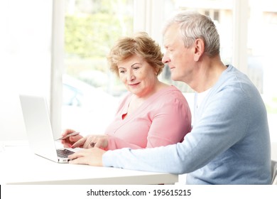 Portrait Of Active Senior Couple Surfing On Internet.