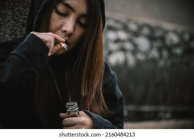 Portrait Addict Drug Asian Womanalcoholic Woman Stock Photo 2160484213 ...