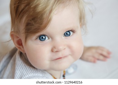 Portrait Adorable Blonde Baby Girl Laying Stock Photo 1129640216 ...